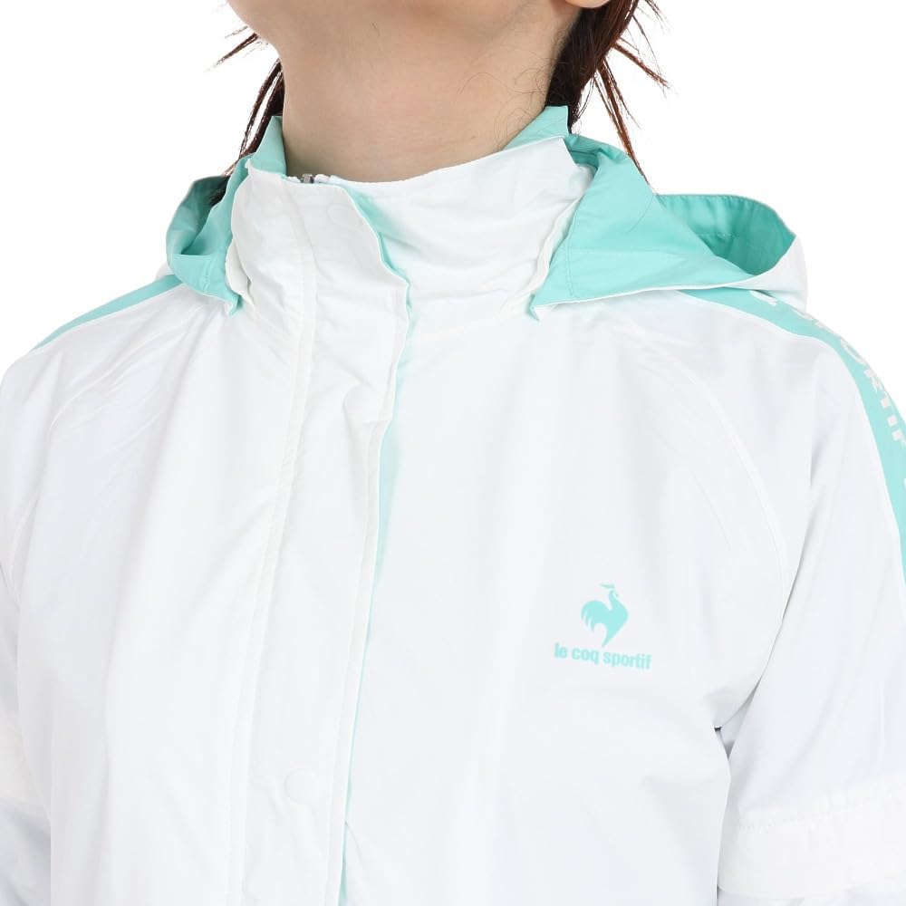 [Le Coq Sportif] Rainwear, One-Piece Type, Water Resistant, Breathable, Removable Sleeves, Hood Storage Stylish, Cute, Classic, Women's