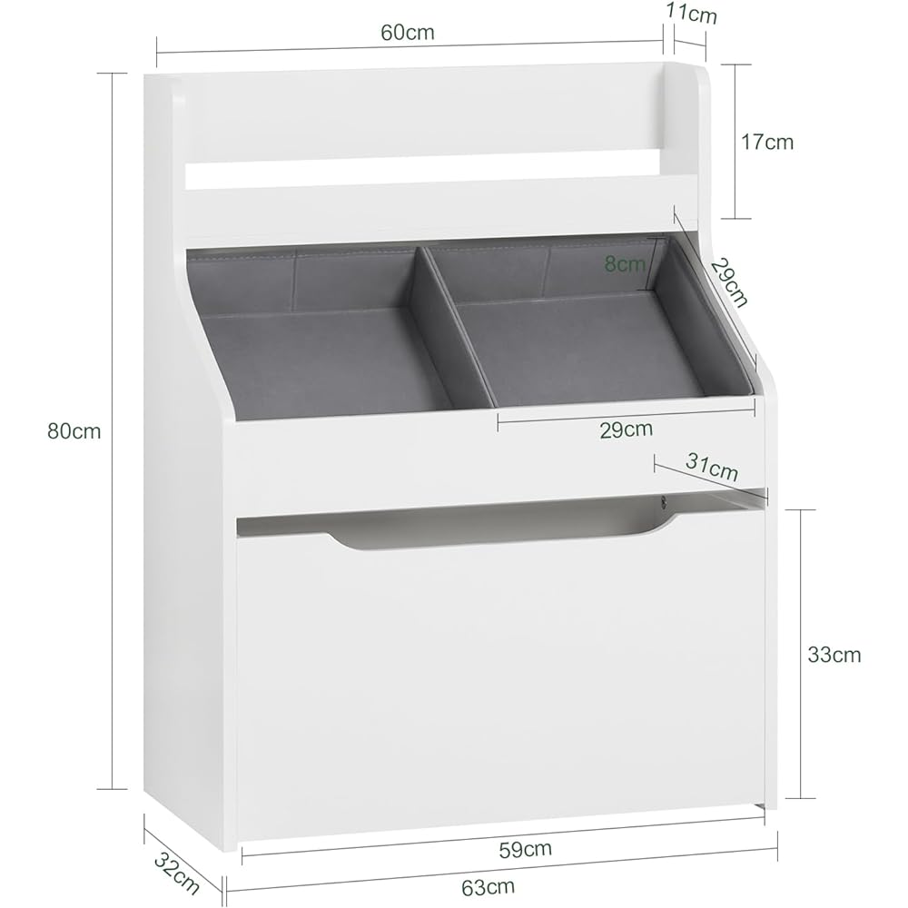 SoBuy Picture Book Shelf, Picture Book Rack, Toy Storage, Toy Box, Stylish, Width 63 x Depth 32 x Height 80 cm, Large Capacity, Box with Casters, Storage Shelf, Storage Case, Kids, Storage Box, Children's Shelf, Open Shelf, Children's Furniture (KMB71-W)