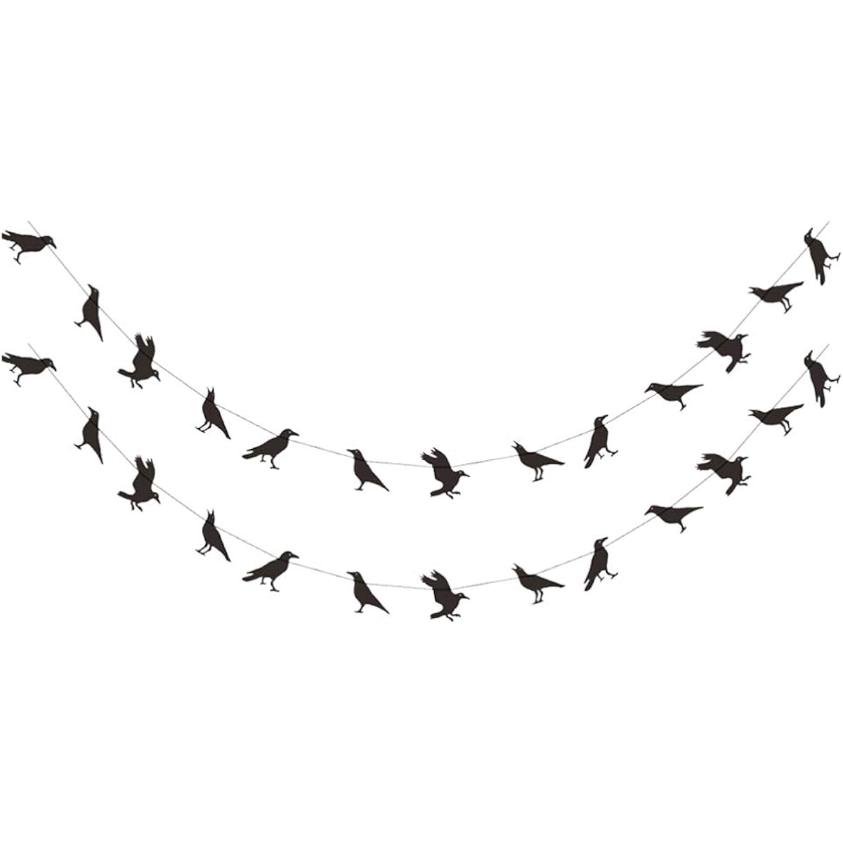Amosfun 2 Pieces Halloween Crow Banner Hanging Paper Garland Theme Party Favors Home Garden Yard Haunted House School Decorations