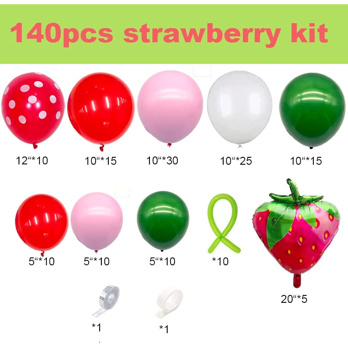 Strawberry Birthday Party Decorations 140 Pieces Strawberry Balloon Arch Garland Kit Pink Green and Strawberry Balloons Baby Shower Sweet Berry First Birthday Decorations
