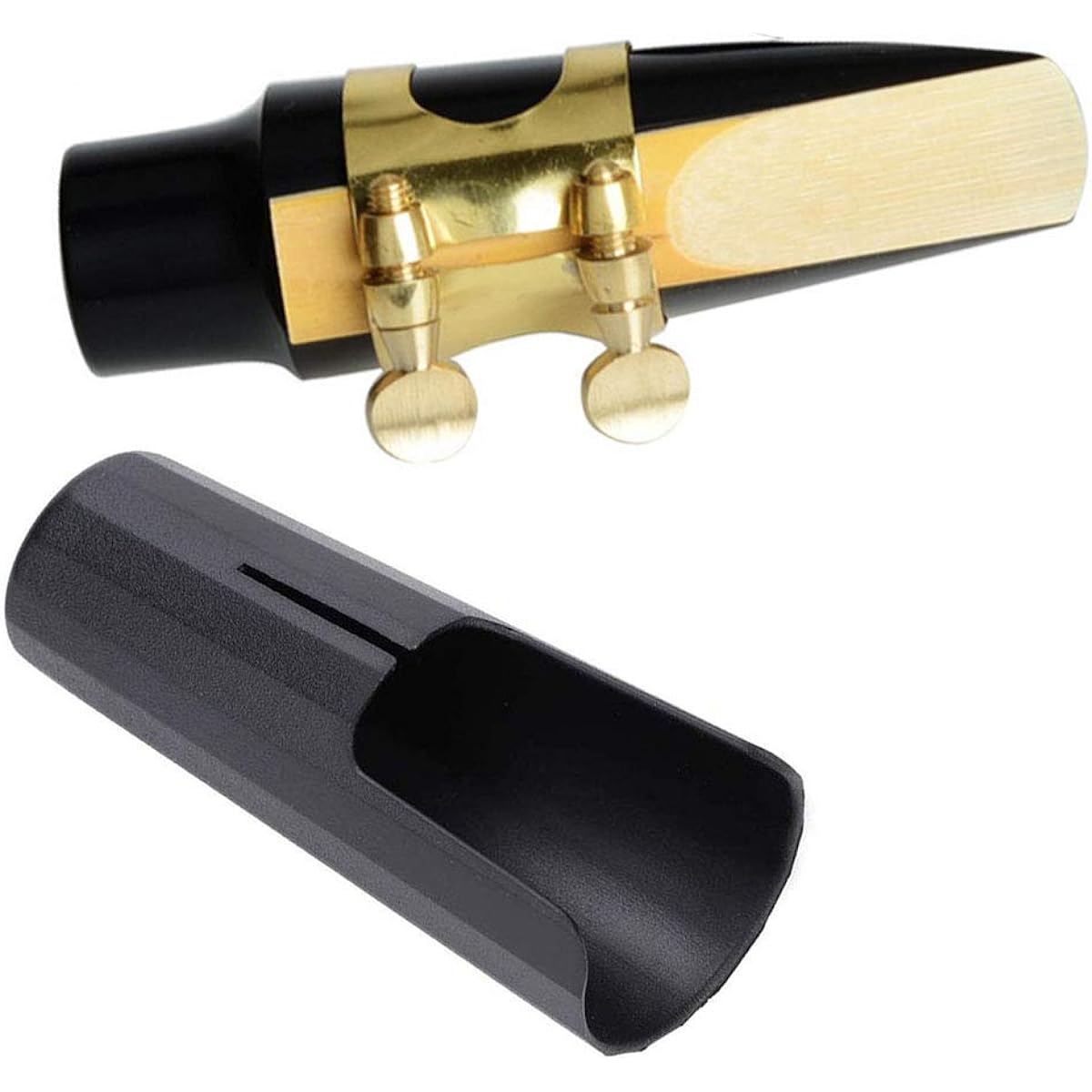 Jiayouy Alto Saxophone Mouthpiece 1 Reed with Gold Plated Ligature and Plastic Cap