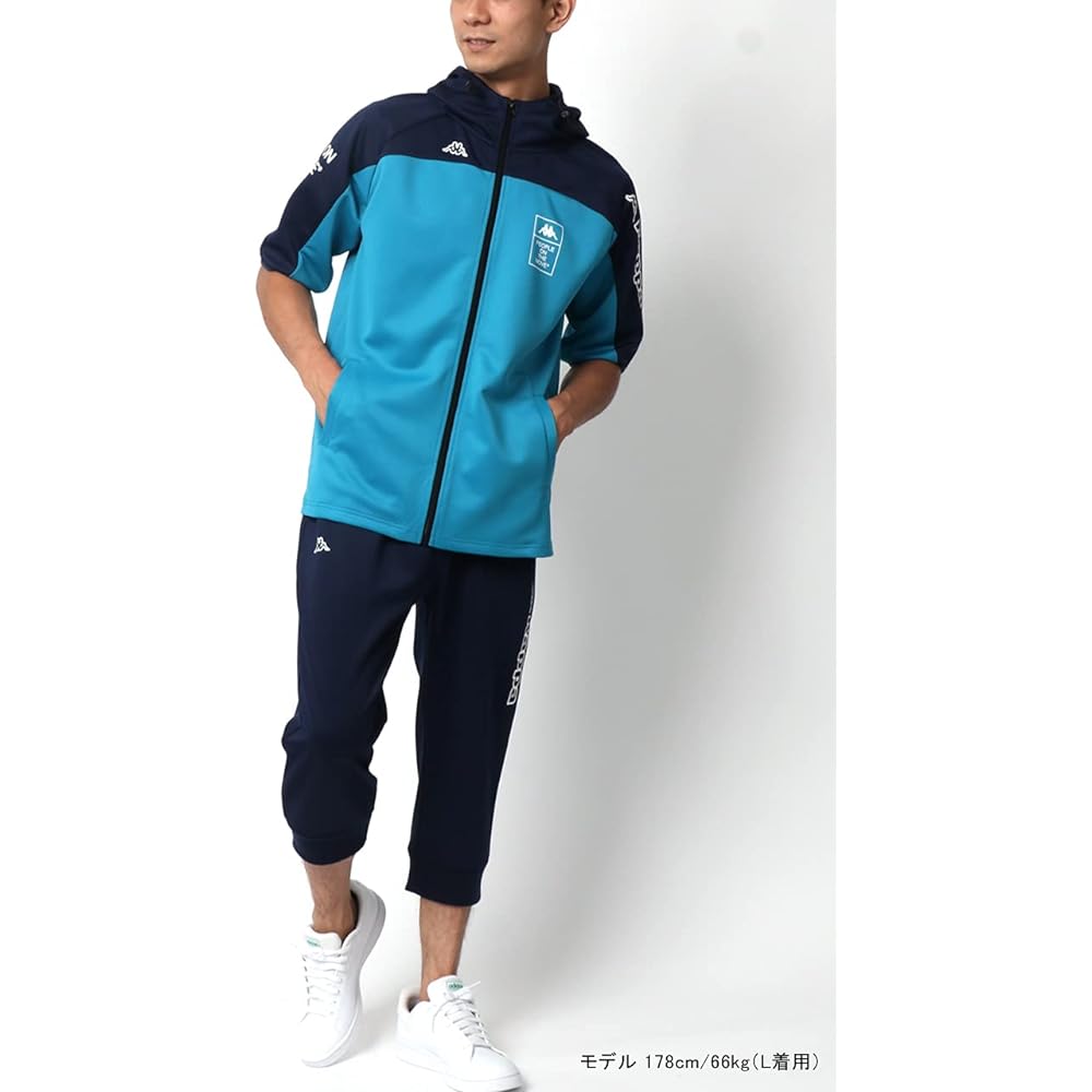 [Kappa] Men's Jersey Top and Bottom Set Running Wear Switchable Short Sleeves Half Pants M-6L Setup Room Wear