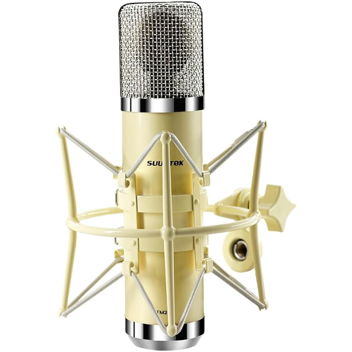 SUUNTOK Tube Condenser Microphone Professional XLR Studio Microphone with 34mm Large Diaphragm Cardioid Recording Microphone for Computer Gaming PC TM251S Microphone Kit for Singing Podcast YouTube Yellow