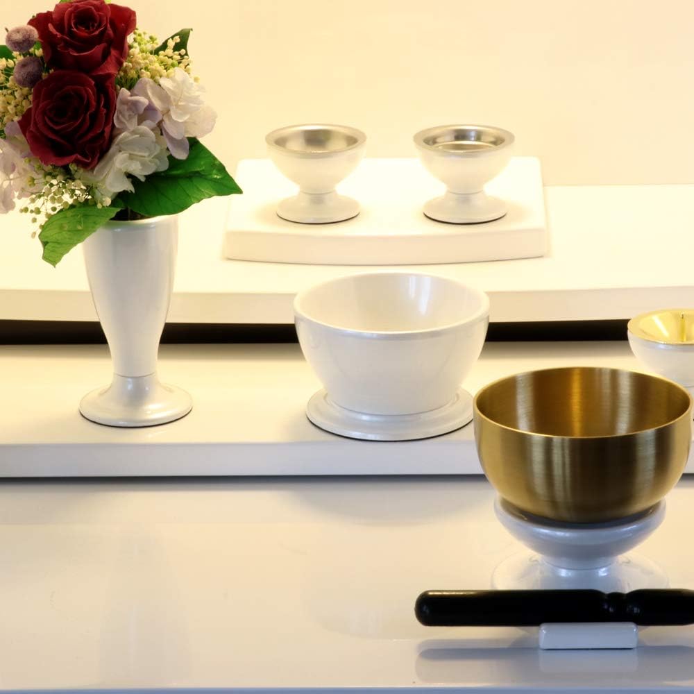 Furniture-style Buddhist altar fittings 5-piece set "Konohana Small Size" Goguso + Orin Set White Small