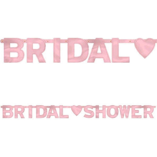 Amscan Bridal Shower - Large Foil Letter Banner, 6' x 6-1/4", Pink