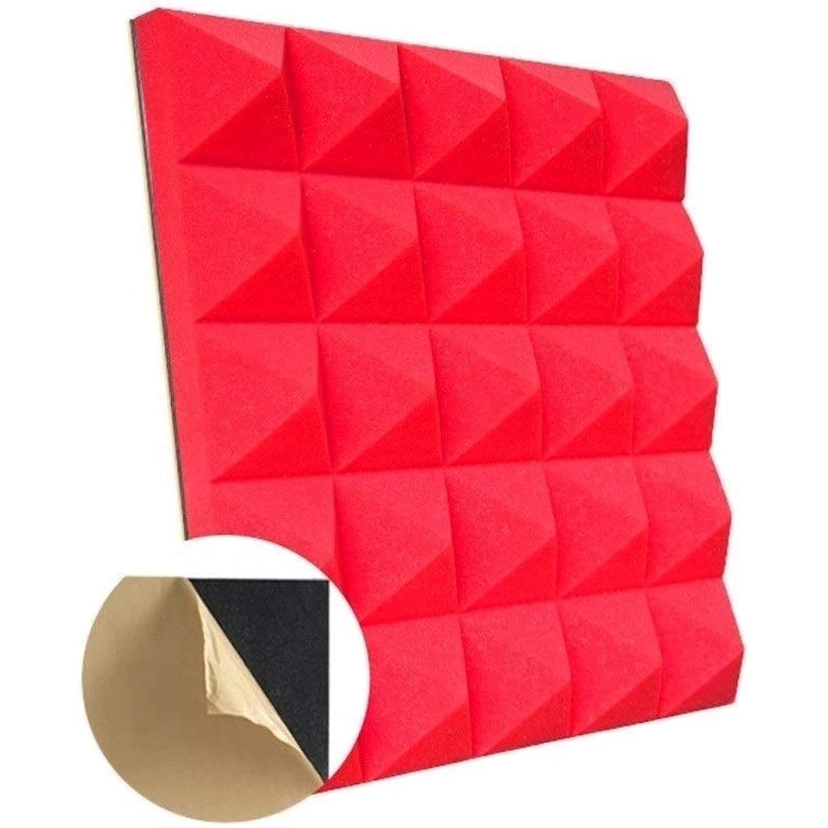 Enterprise Decoration Acoustic Panels Self-Adhesive Thick Sound Absorbing Cotton Recording Studio Occupation Soundproof 10pcs (Yellow) (Red)