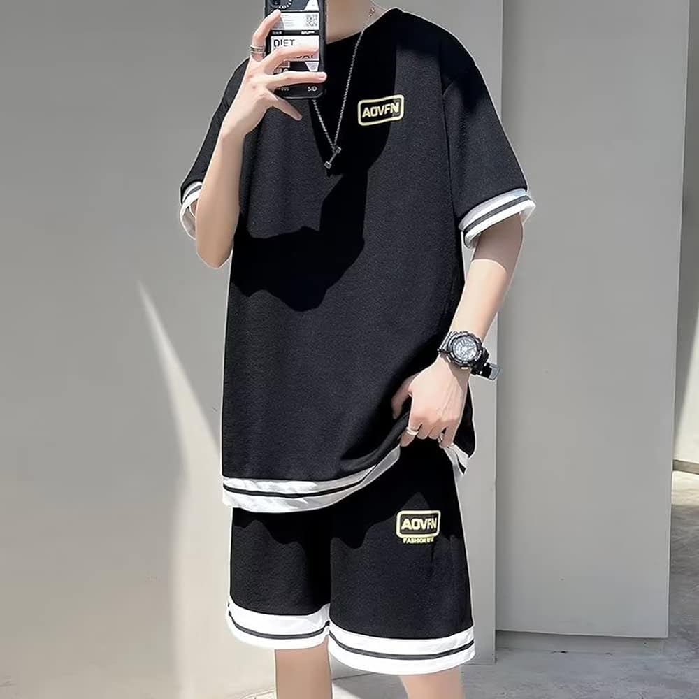 [KOTRBOY] Summer Clothing, Men's T-shirt, Short Sleeve, Top and Bottom Set, Large Size, Loose, Stylish, Jersey, Top and Bottom, Sweatshirt, Clothes, Pants, Up, Stretch Sportswear, Setup, Men's