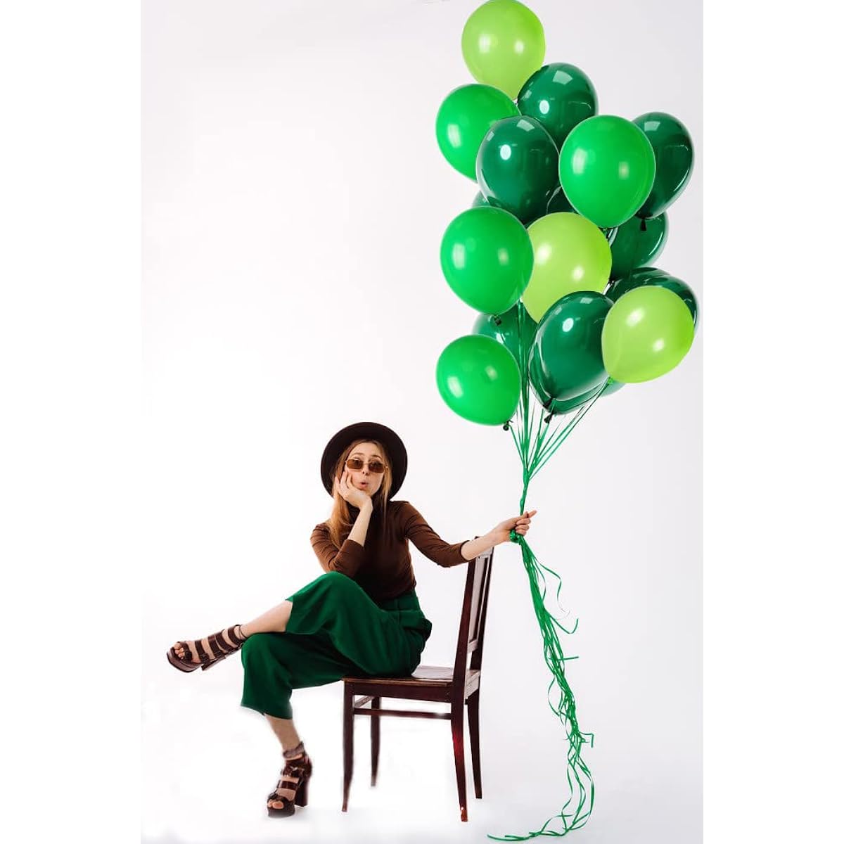 100pcs Dark Green, Light Green, Fruit Green Balloons 12inch Latex Baby Shower Birthday Jungle Theme Party Decorations