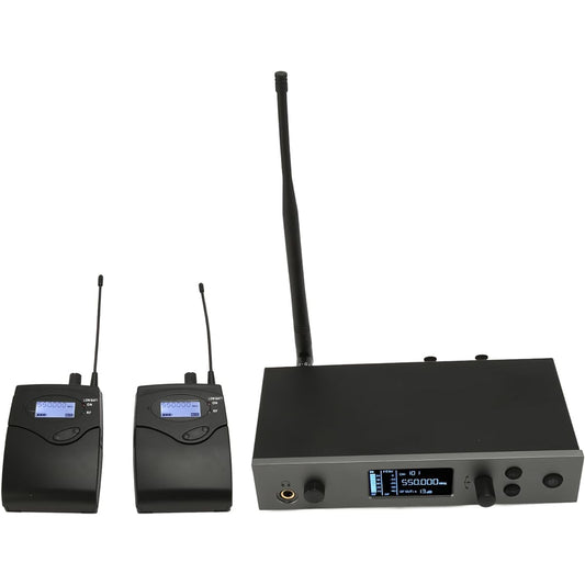 Wireless In-Ear Monitor System, 1 Toe 2 Single Channel UHF In-Ear Monitor System with Waist Pack, Earphones, In-Earphones Wireless Monitoring System for Stage, Church, Studio (US Plug 100-240V)
