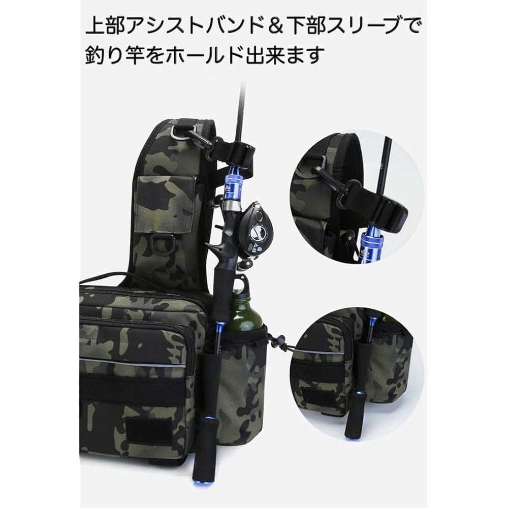 [Trust Contact] Fishing Bag, Fishing Bag, Langan Bag, Large Capacity, Lightweight, Waterproof, Rod Holder