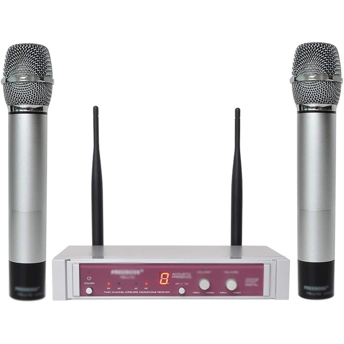 Dual-way digital UHF wireless microphone with two metal handhelds Two metal handheld microphones (C)