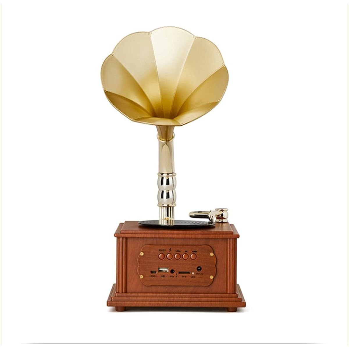 Home Decor Retro Antique Gramophone Phonograph Turntable Vinyl Record Player Stereo Speaker System Control Recorder