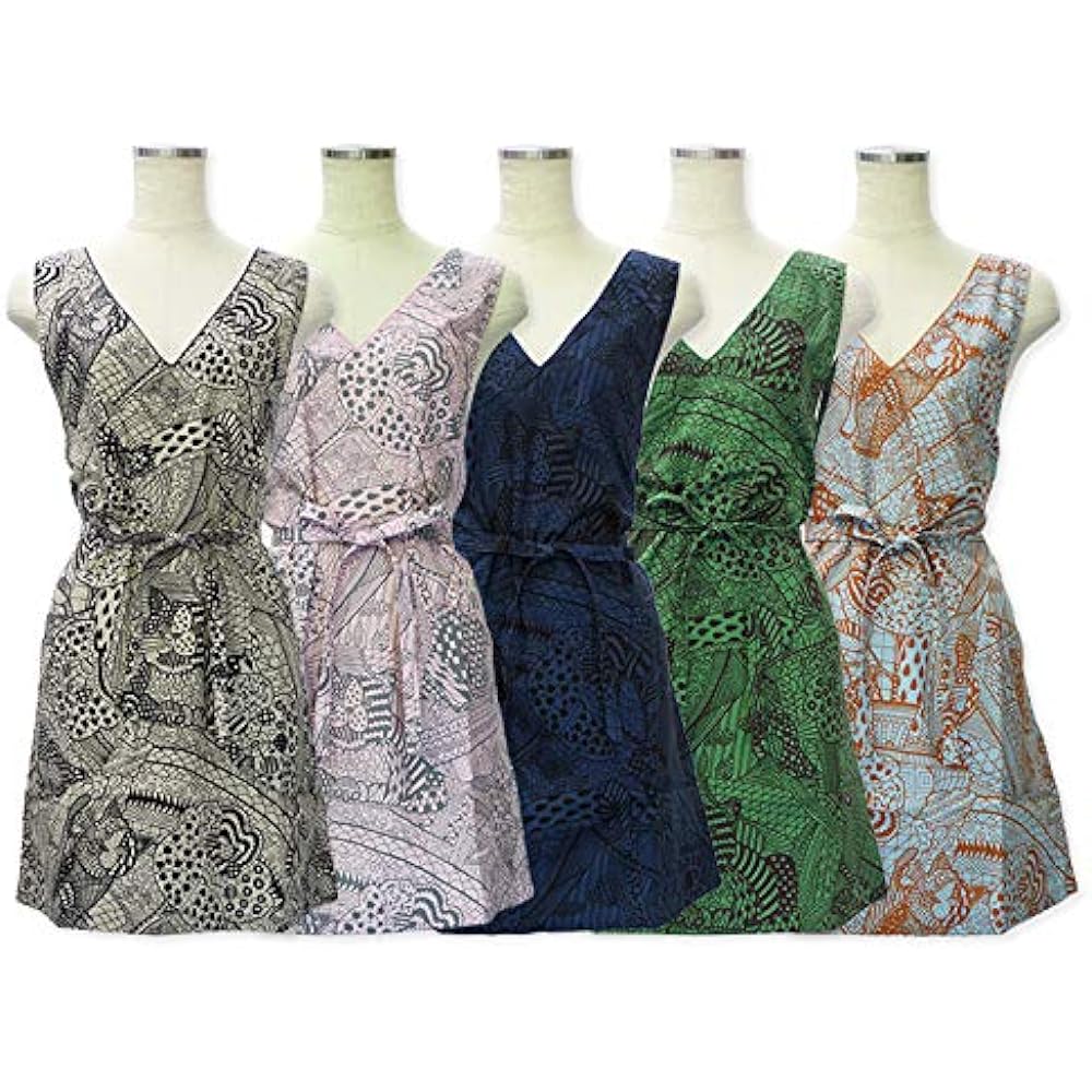 [isso ecco] Isso Ecco Apron One Piece Nekozen Free Size Made in Japan Blue