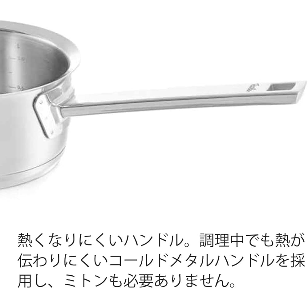 Fissler Single-handed Pot 16cm Original Profi Collection Saucepan Gas Fire/IH Compatible Stainless Steel Pot Anhydrous Cooking Made in Germany [Authorized Japanese Product] 084-158-16-100-A Silver