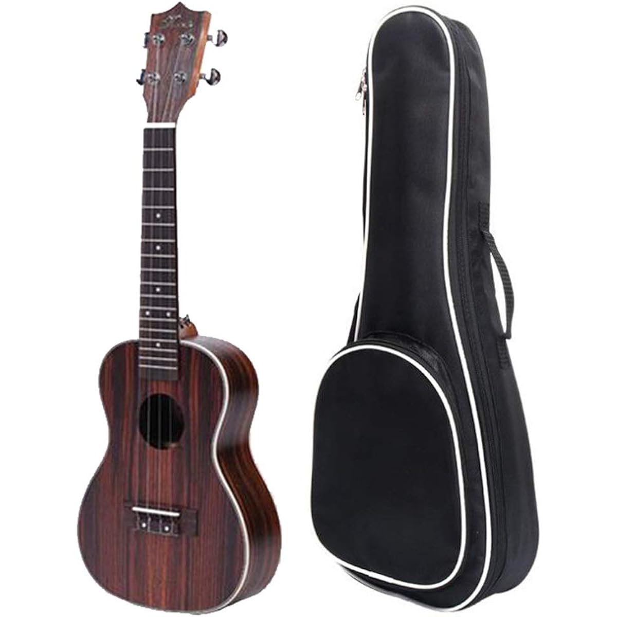 Concert Ukulele Professional 24 Inch Solid Wood Traditional Concert Ukulele Hawaii Kids Guitar Gig Bag Ukulele for Beginners Ukulele (Color: Zebrawood, Size: 24 inches)