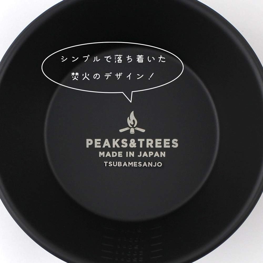 PEAKS&TREES Stainless Steel Sierra Cup Open Fire Black 330ml Bonfire Pattern Set of 2 Tsubame Sanjo Made in Japan Scale Black Outdoor Camping Cooker Cooking Utensil Handle Tableware Pot Mug Solo Can