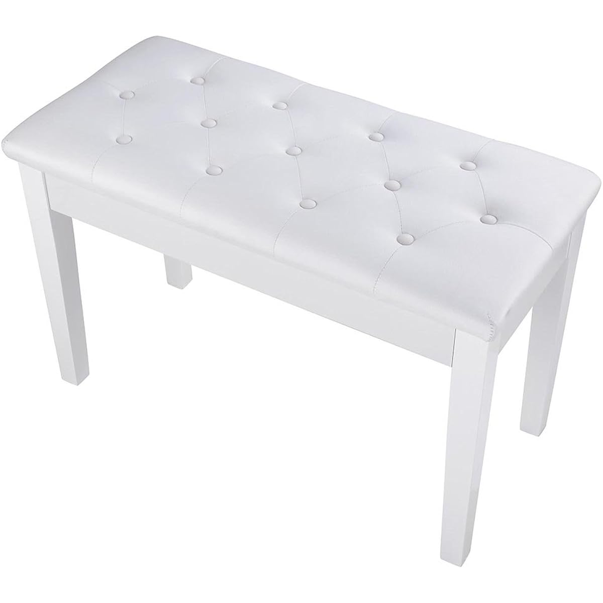 AW Piano Bench Stool Dual PU Padded Keyboard Double Storage Seat 262lb Capacity White