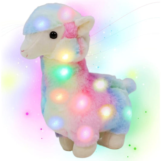 TGTOYS LED Llama Plush Glowing Soft Alpaca Stuffed Animal Lights Up in the Dark Bedtime Companion Night Light Christmas Birthday 12" (Light Only)
