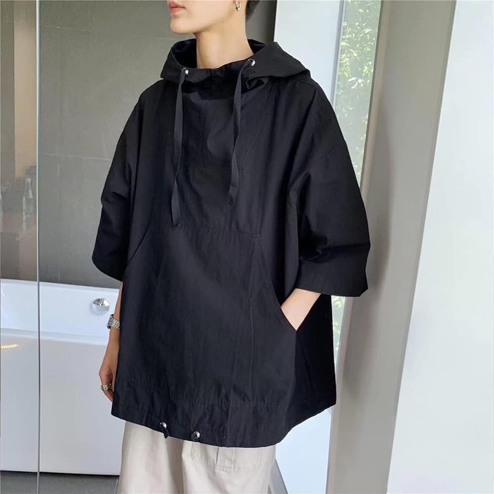 [KOTRBOY] Summer Clothes, Men's T-shirt, Parka, Thin T-shirt, Hooded, Cool, Sports, Loose, Casual, Pullover, Casual, Loose, Hoodie, Sweatshirt, Soft, Stylish, Large Size