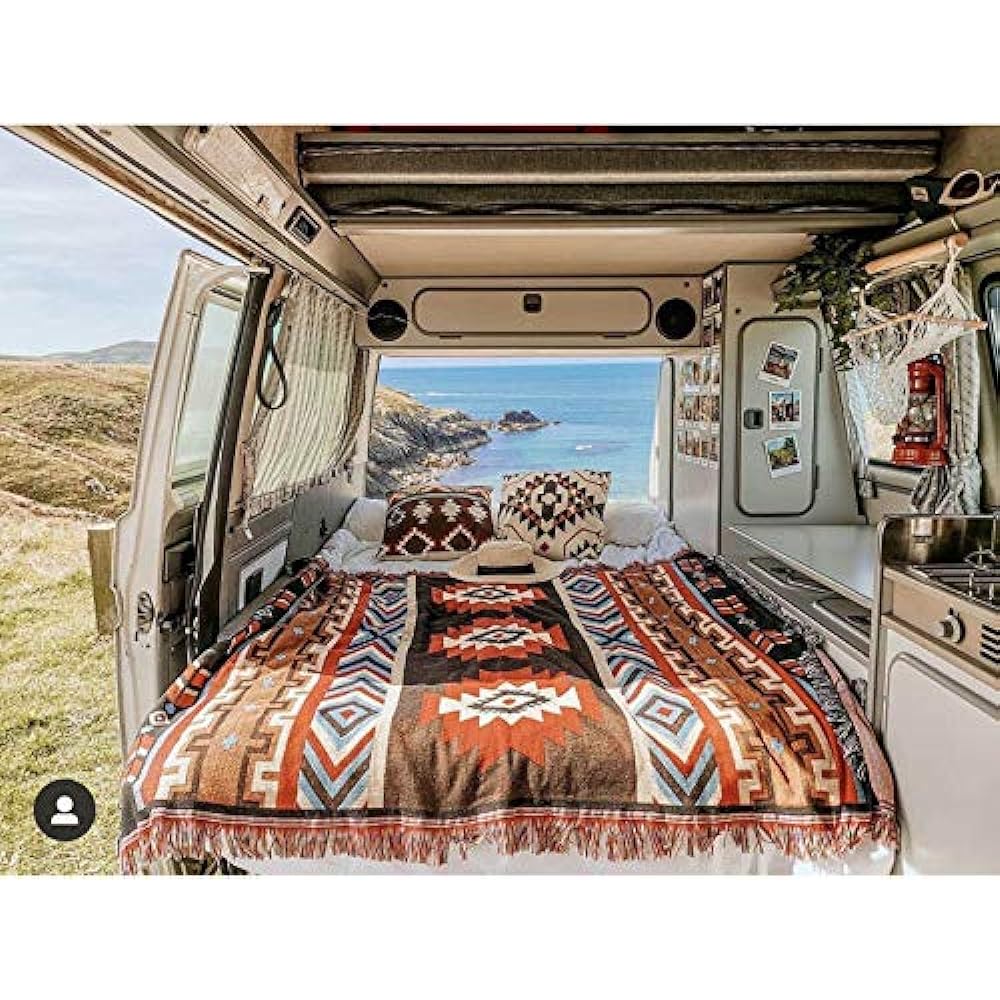 Peel Forest El Paso Blanket Multi Cover Mexican Rug Native Pattern Ortega Pattern Camping Rug Saddle Blanket Car Sleeping Mat Outdoor Van Life 130X160cm...
