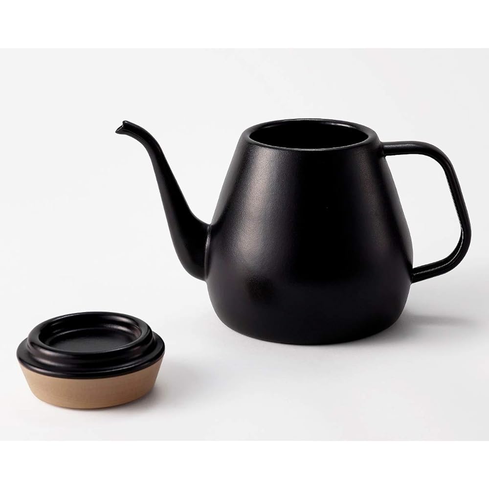 Ovject Camping Outdoor Made in Japan Coffee Drip Pot Kettle Enamel Open Fire IH Compatible 1.8L Matte Black 1.8L O-DK1800-MBK