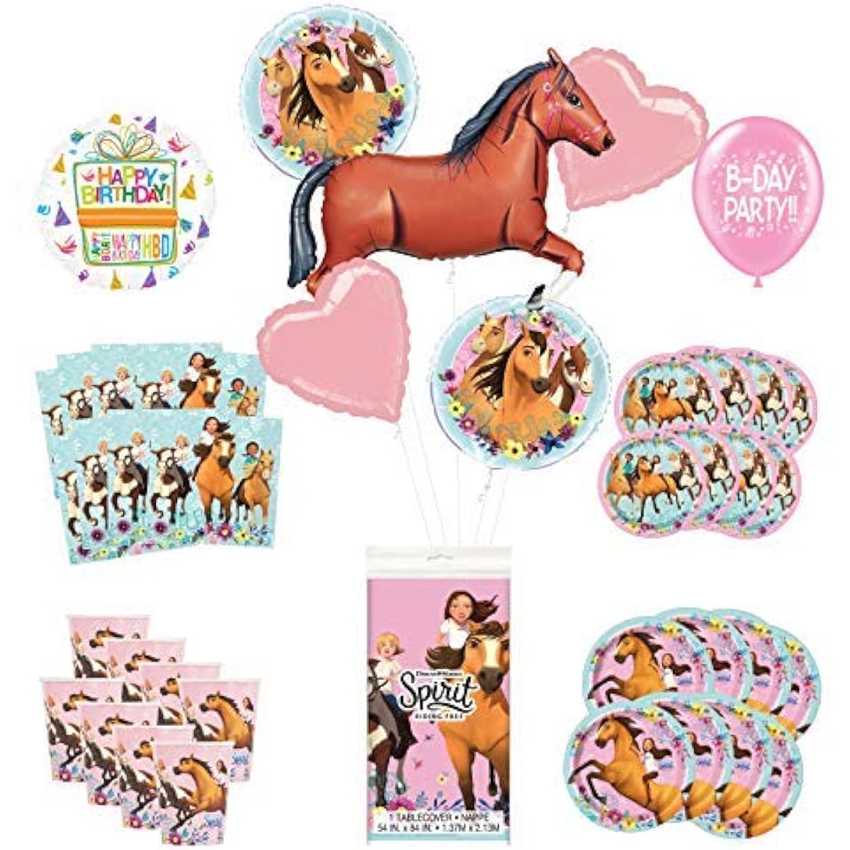 Mayflower Products Spirit Riding Free Birthday Party Supplies Guest Decorations Kit 43" Brown Horse Balloon Bouquet