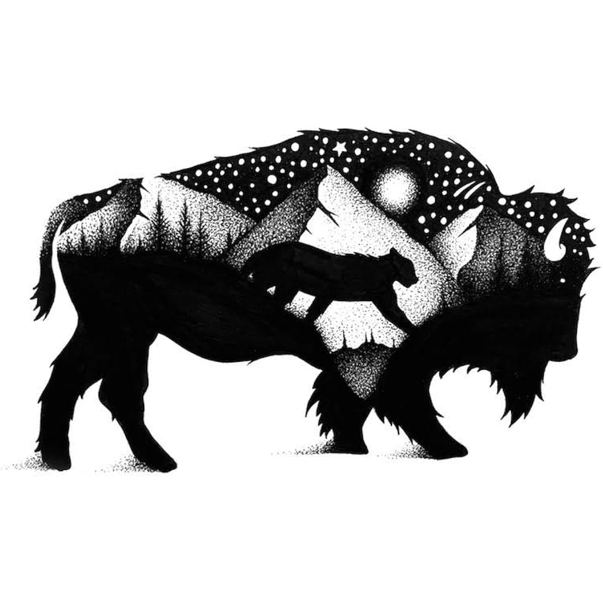 Stickers Art Aesthetic Vinyl Stickers | Outdoor Wilderness Camping Travel Hiking Colorado Snow Mountain Forest Wolf Bear Cabin Moon | Large Waterproof Decal HydroFlask Water Bottle Laptop Car Bumper