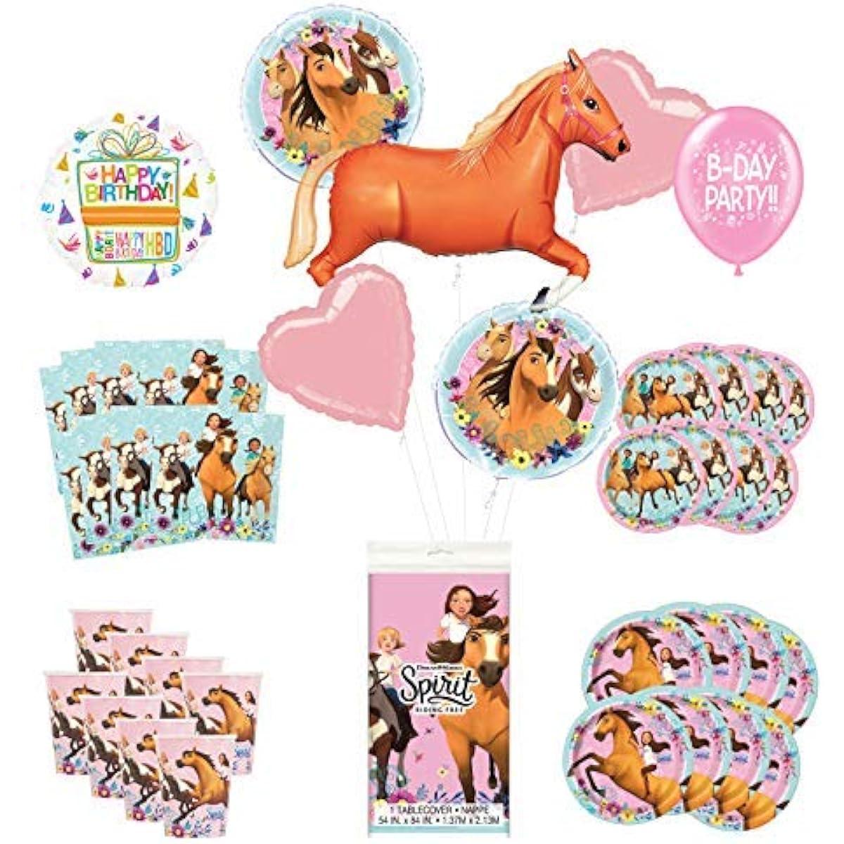 Mayflower Products Spirit Riding Free Birthday Party Supplies 8 Guest Decorations Kit 43 Inch Tanhorse Balloon Bouquet
