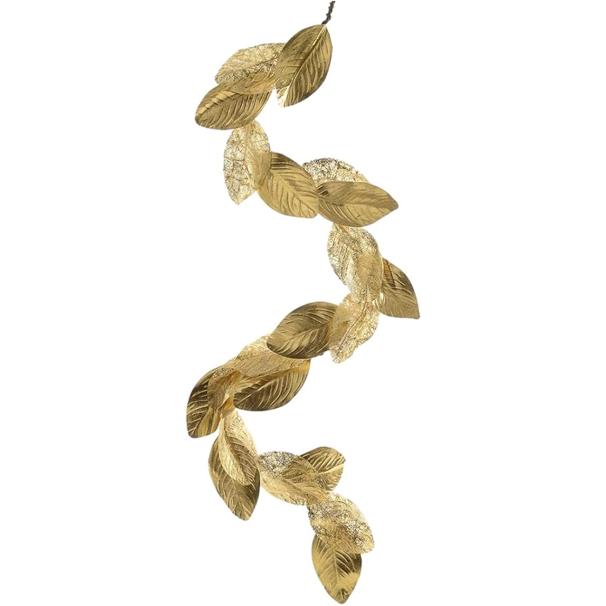Serene Spaces Living Gold Magnolia Leaf Garland Ornament Holiday Decoration 48" Length