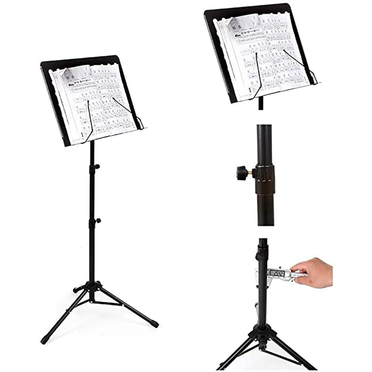 Lightweight Music Stand, Large Spectrum Folding Top and Bottom, Bold and Thick Iron Guitar Music Shelf (Color, A), A