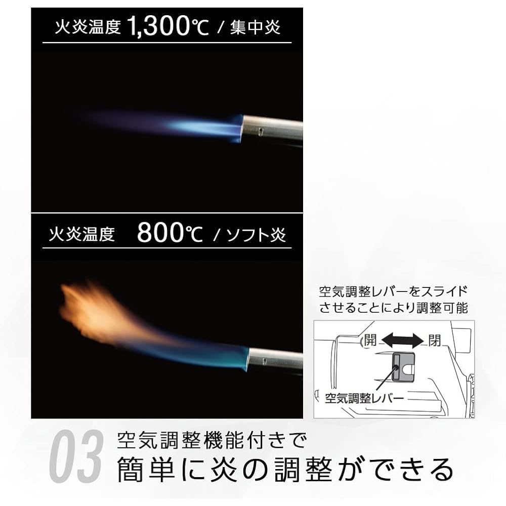 SOTO Made in Japan Power Torch Gas Burner Cassette Gas Type CB Can Small Can Be Used Upside Down Air Adjustment Feature Fire Diameter 22mm 1 Cylinder Included Grilling Cooking Welding Outdoor Camping Bonfire Field Chucker ST-Y450 Black