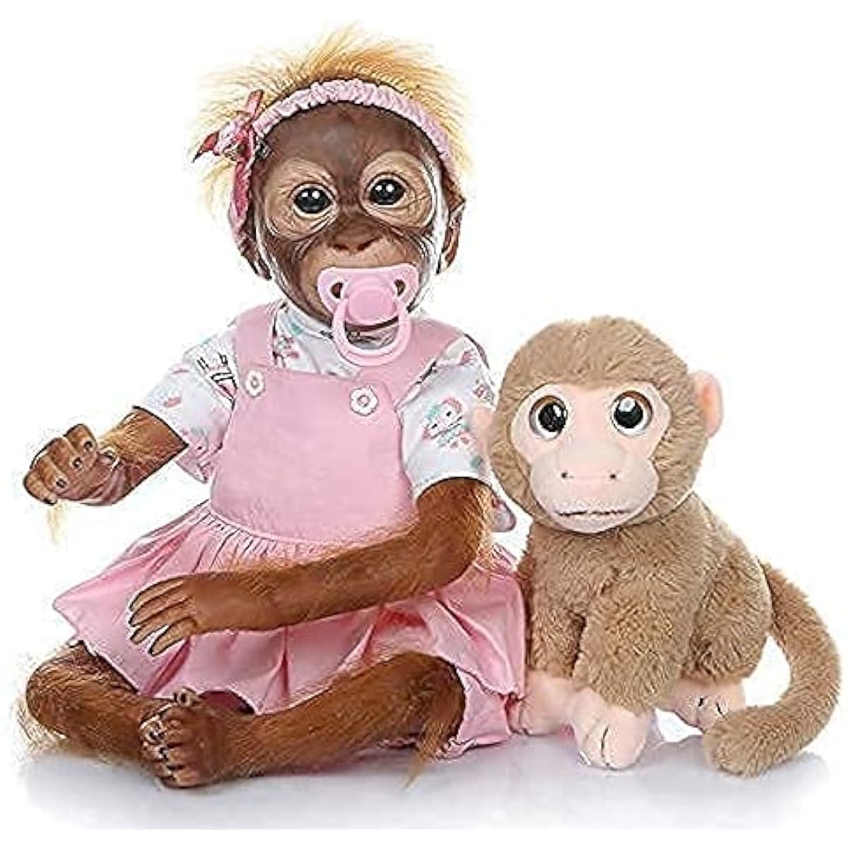 Lilith Real Life Like Real 52cm Handmade Detail Painted Reborn Baby Monkey Newborn Doll Collectible Art (Pink)