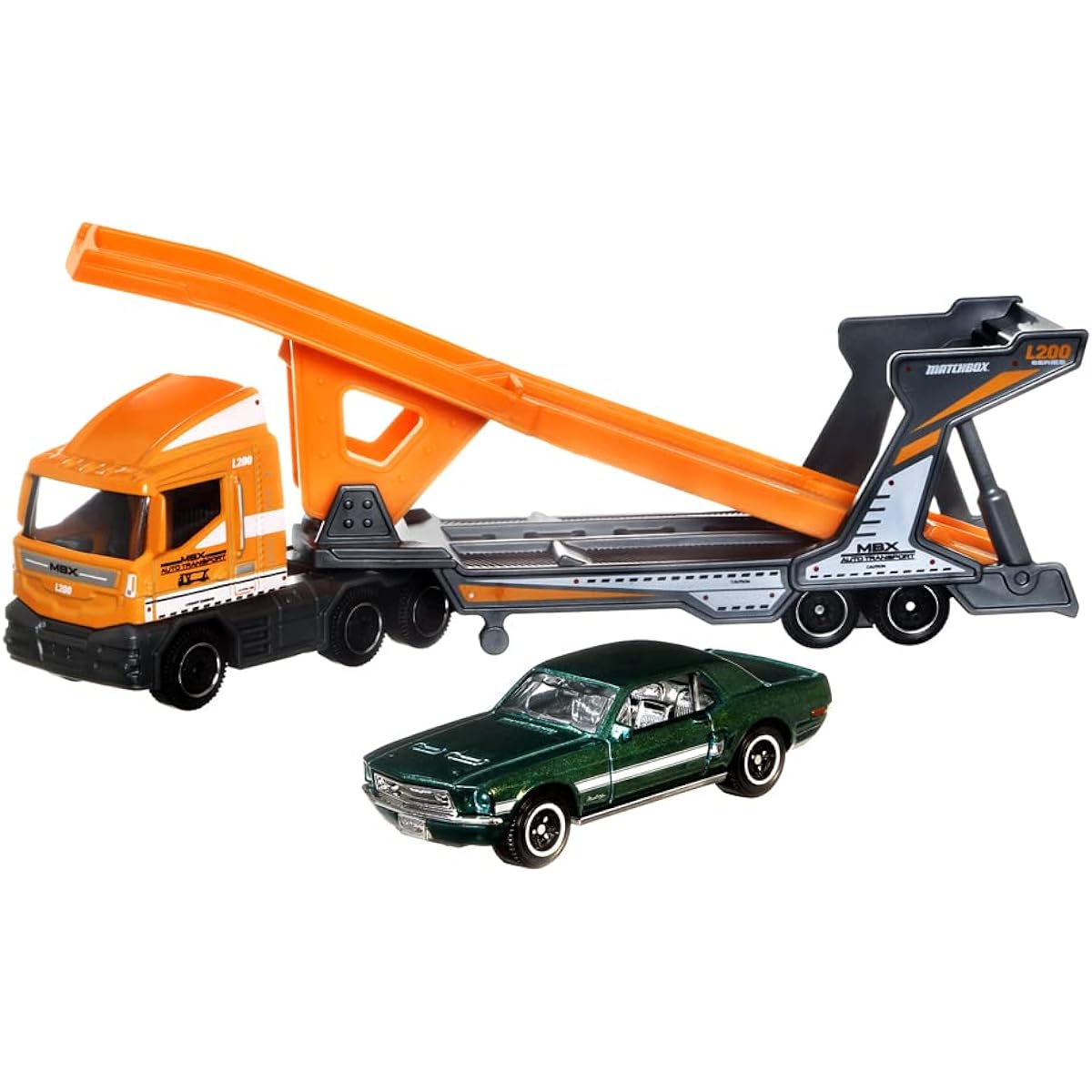 Matchbox Convoys Collector's Car Diecast Series MBX Cabover & Car Transport Trailer 1968 Mustang GT Inspired Vehicle