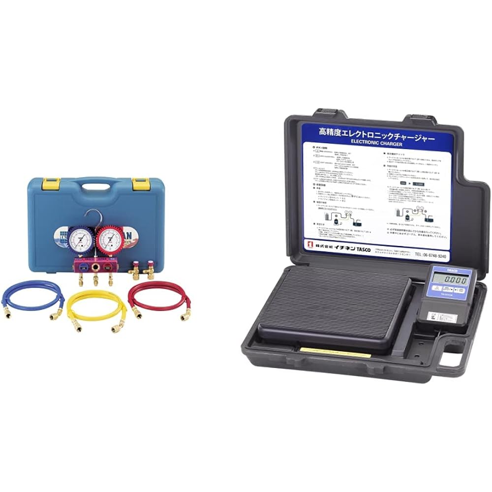 Ichinen TASCO TA122FA R410A/R32 manifold set (with gauge cover)