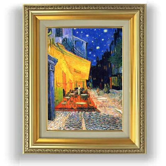 Van Gogh Cafe Terrace at Night F4 Oil Painting Hand-finished 477 x 387 mm Gold Frame | Painting No. 4 Reproduction