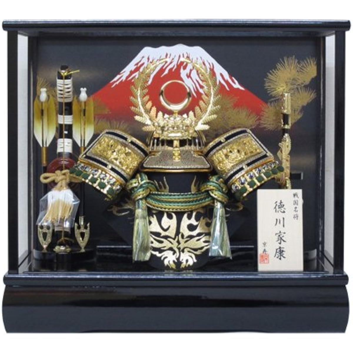 [Felt photo frame with music box] May doll, helmet decoration, 43cm width, Tokugawa green helmet case decoration, YN32831GKC, Tokugawa Ieyasu