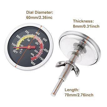 Oven Thermometer Oven Meter Stainless Steel 50-800℉ Cooking Thermometer Cooking Oven Grill Thermometer BBQ Roasting Kitchen Smoking Thermometer Temperature Gauge