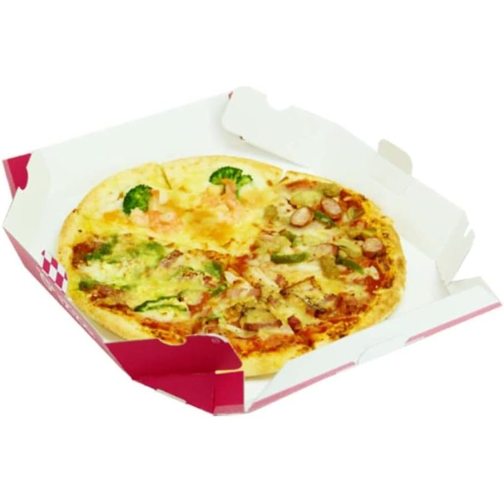Ozax Pizza Case M FSC MIX 100 Pieces (Case Sold) | [10 Inch (Approx. 25cm)] Pizza Box with Window and Handle Disposable