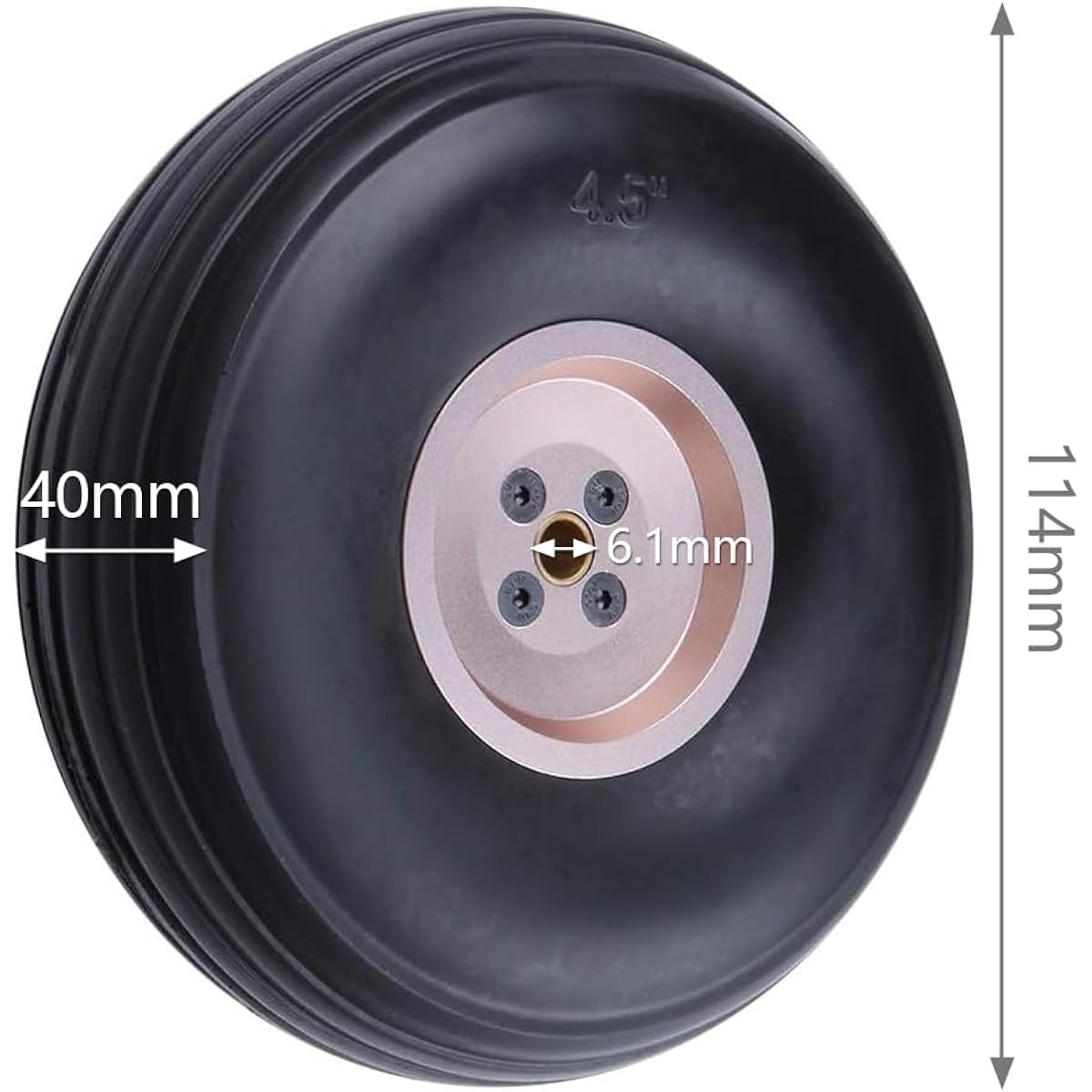 Hobbypark Polyurethane Rubber Tires & Wheels Replacement Parts for RC Airplane 4.5"/114mm 1790-1793