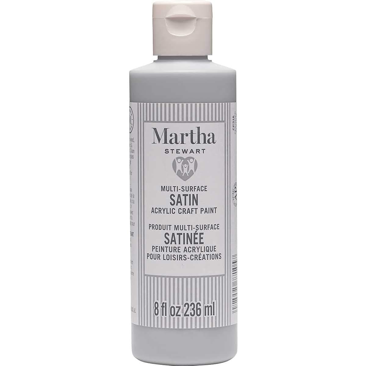 Martha Stewart Crafts Family Friendly Multi-Surface Satin Acrylic Craft Paint, 8 oz., Cool Gray