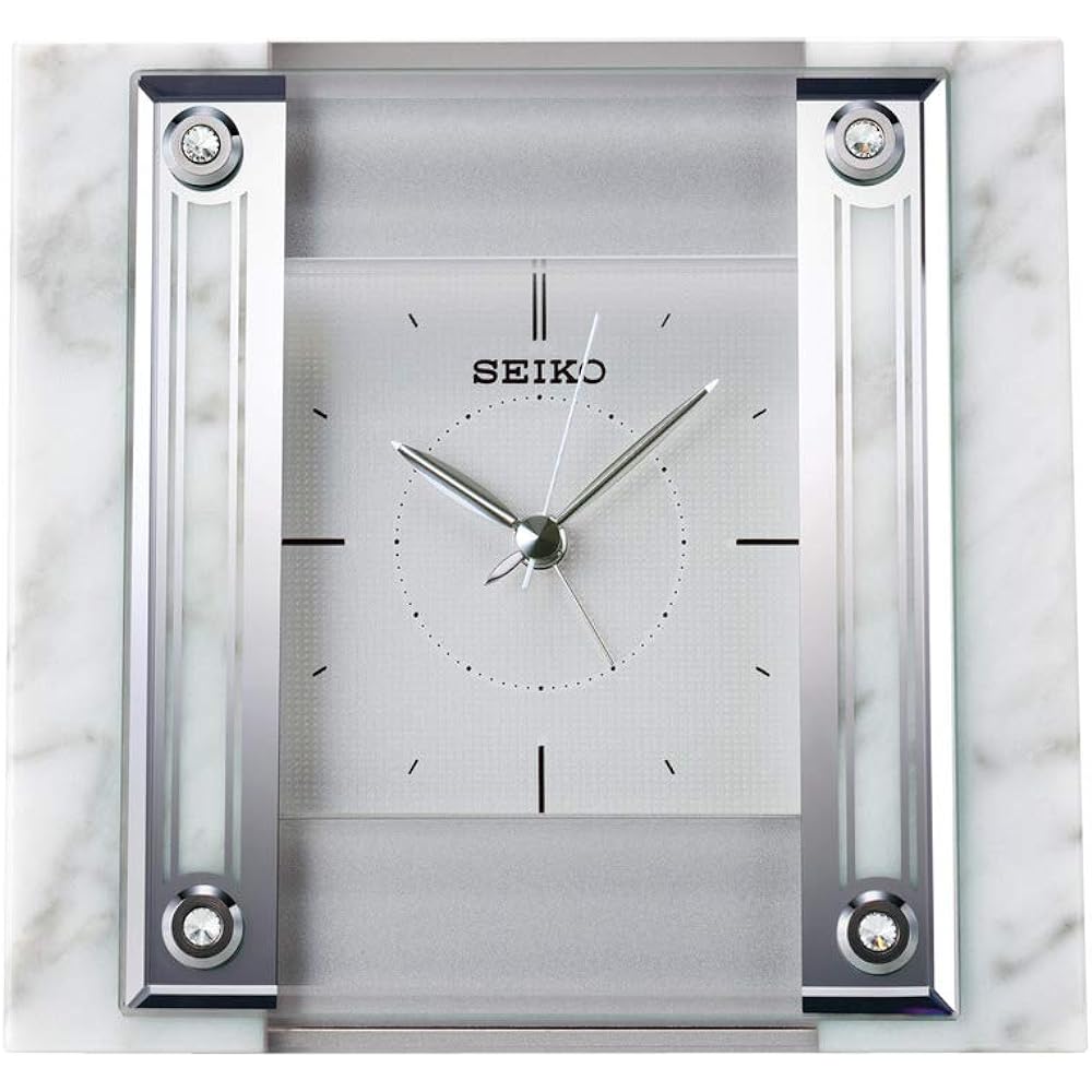 Seiko Clock Table Clock White Marble 105x120x67mm QK737W