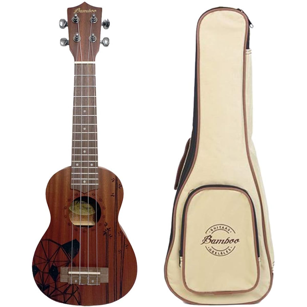 Bamboo Panda Soprano Ukulele BU-21PANDA (Soft Case Included) [Official Japanese Product]