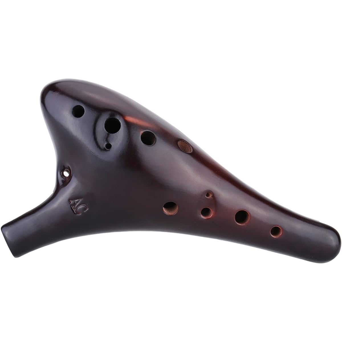 Music Lovers 12 Hole Ceramic Ocarina Alto C Smoke Burn Style Musical Instrument with Strap Ocarina Instrument
