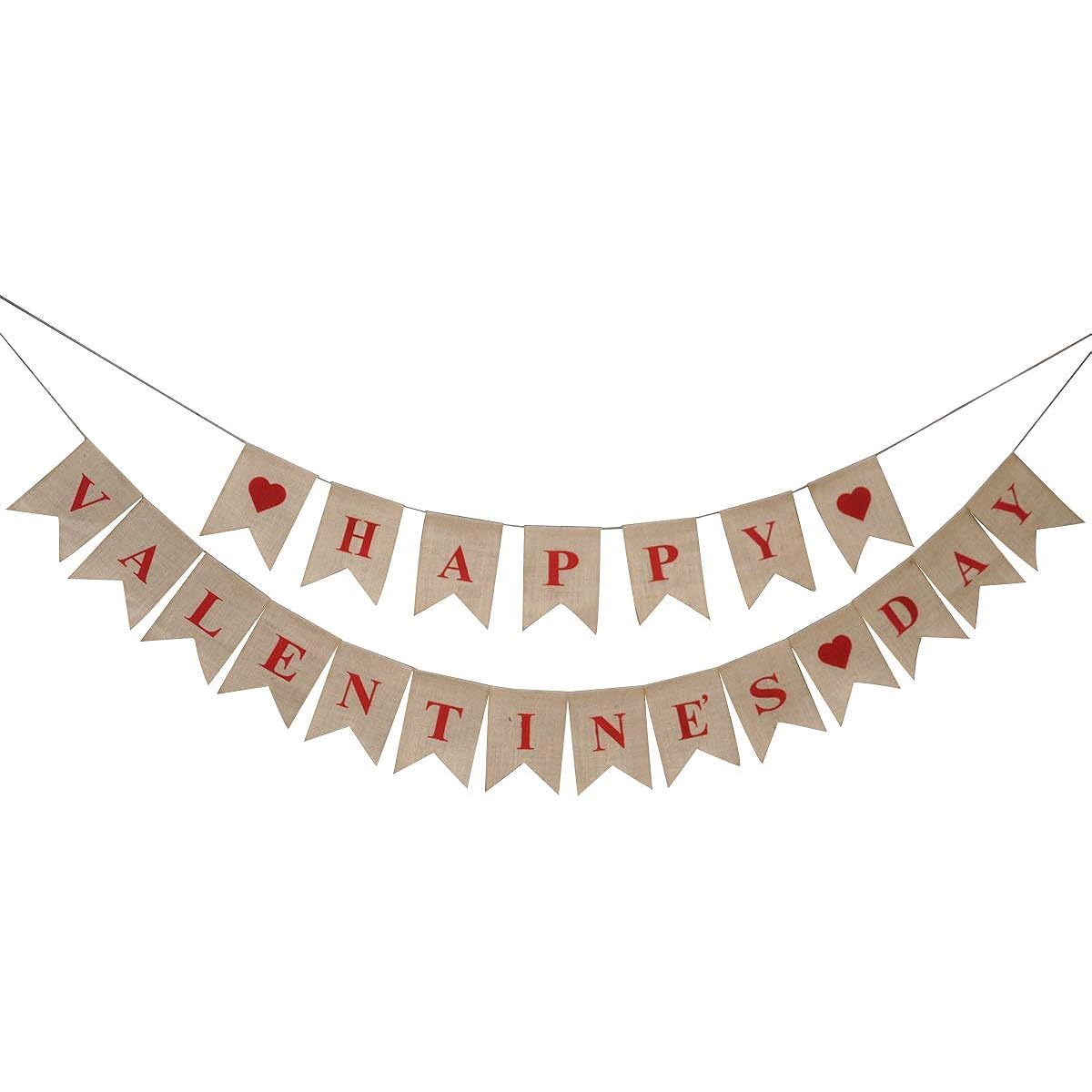 Happy Valentine's Day Banner - Burlap Banner - Window And Door Cling - Valentine Day Bunting - Photo Prop - Removable - Reusable - Heart Banner - February Sign