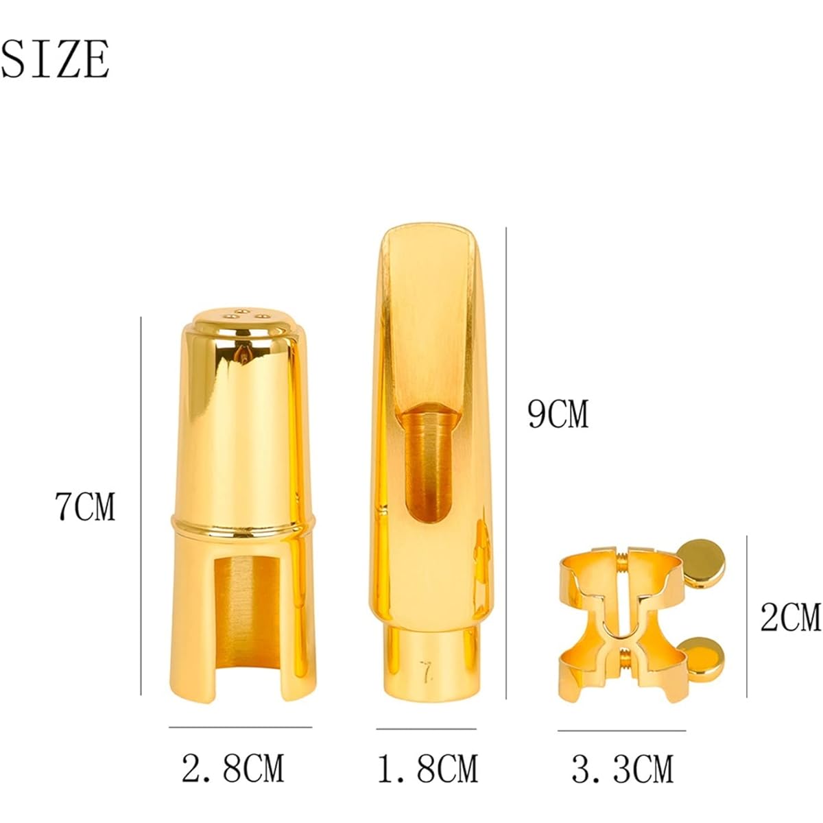 TSTS 7 Tone Golden Metal Alto Saxophone Head Hat Clip Sax Head Set Saxophone Replacement Parts
