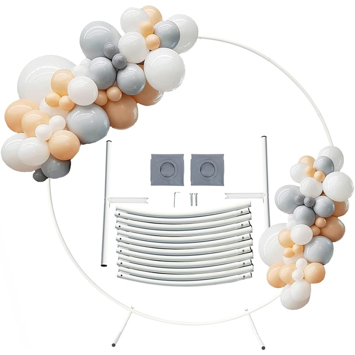 Round Backdrop Stand 6.6ft Aluminum Balloon Arch Kit White Circle Wedding Arch Frame for Birthday Party Graduation Wedding Bridal Shower Photo Backdrop Decoration