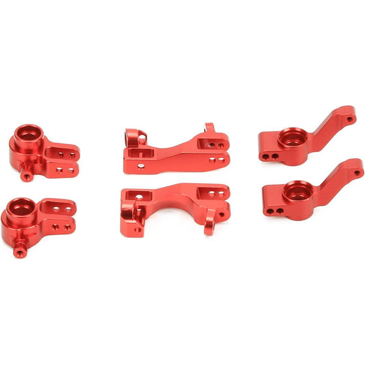 Aluminum Steering Block Caster Block C Hub Left and Right Stub Axle Carrier for Traxxas 1/10 Slash 4x4 RCAWD C Hub & Steering Hub & Rear Hub 6837 6832 1952 Red