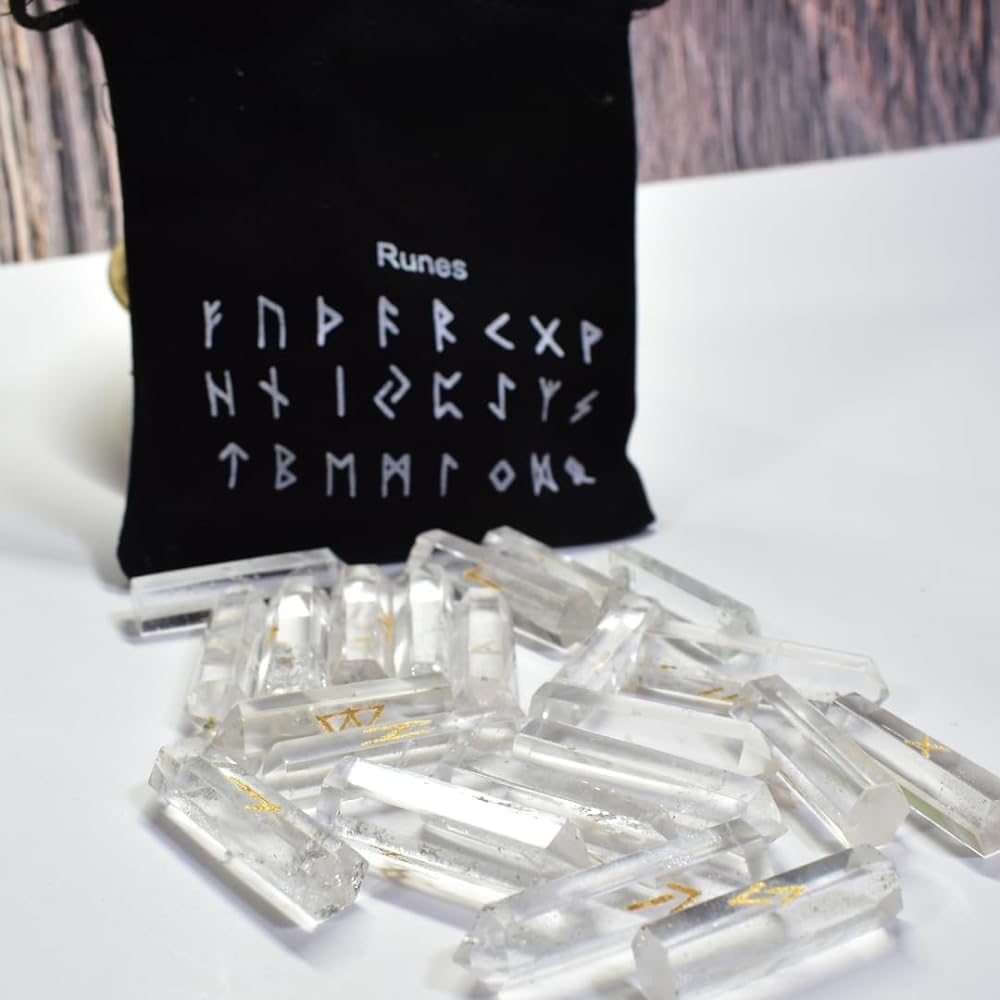 Sedona's Magic Rune Fortune Telling Set (Himalayan Crystal Point with Rune Engraving) Original Japanese Instruction Manual
