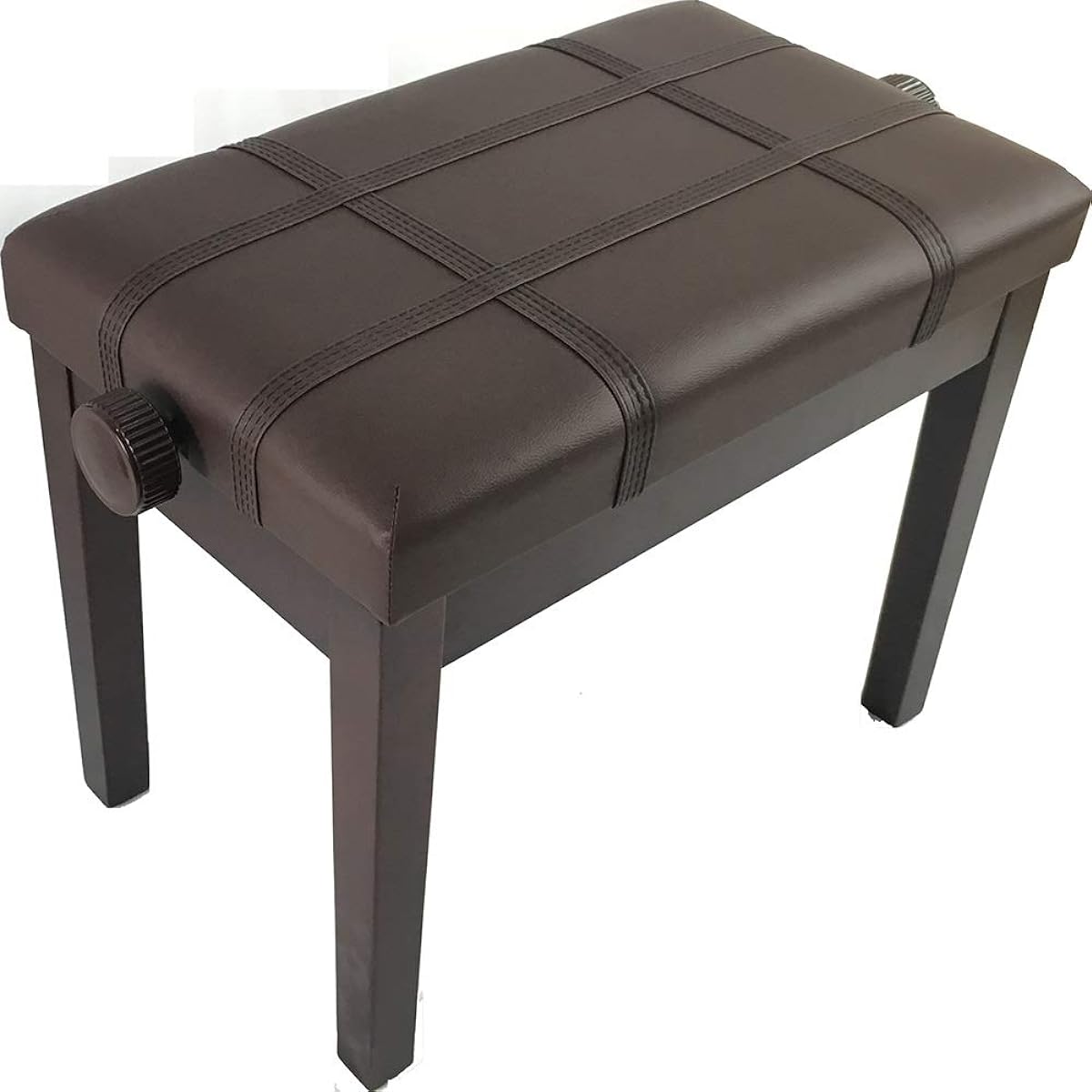 Piano Bench Single Solid Wood Piano Stool Single Lift Piano Stool PU Surface Material Piano Chair (Color: Brown, Size: 63x34x47cm)