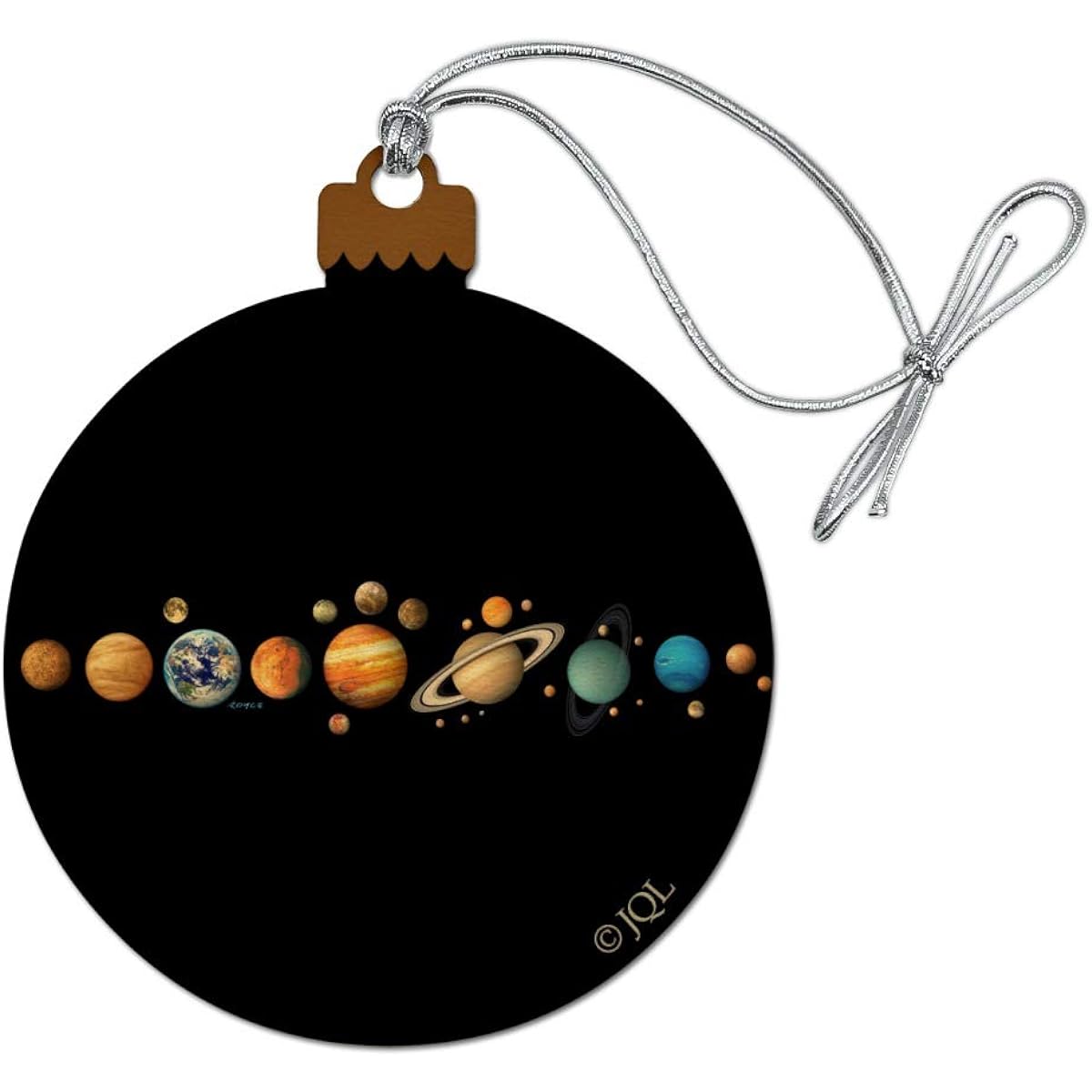 Solar System Planet Order Mercury Venus Earth Mars Jupiter Saturn Wood Christmas Tree Holiday Ornament